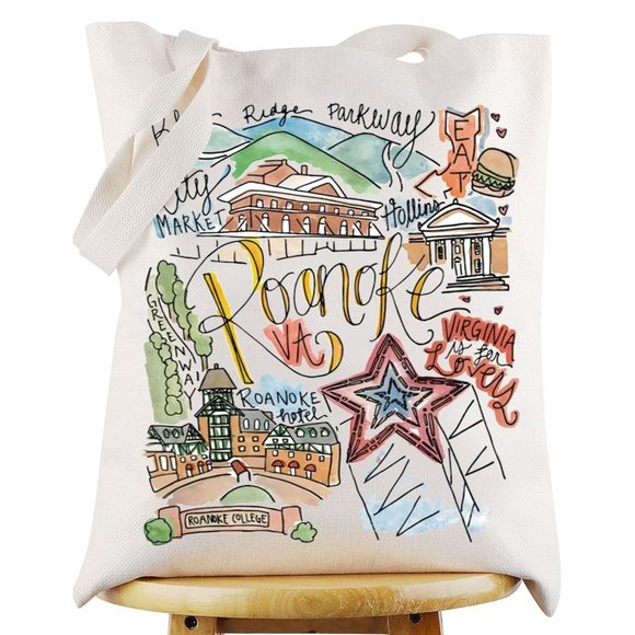 Roanoke Virginia Travel Tote Bag Roanoke Souvenir Gift Roanoke Mill Mountain :O - Picture 1 of 7